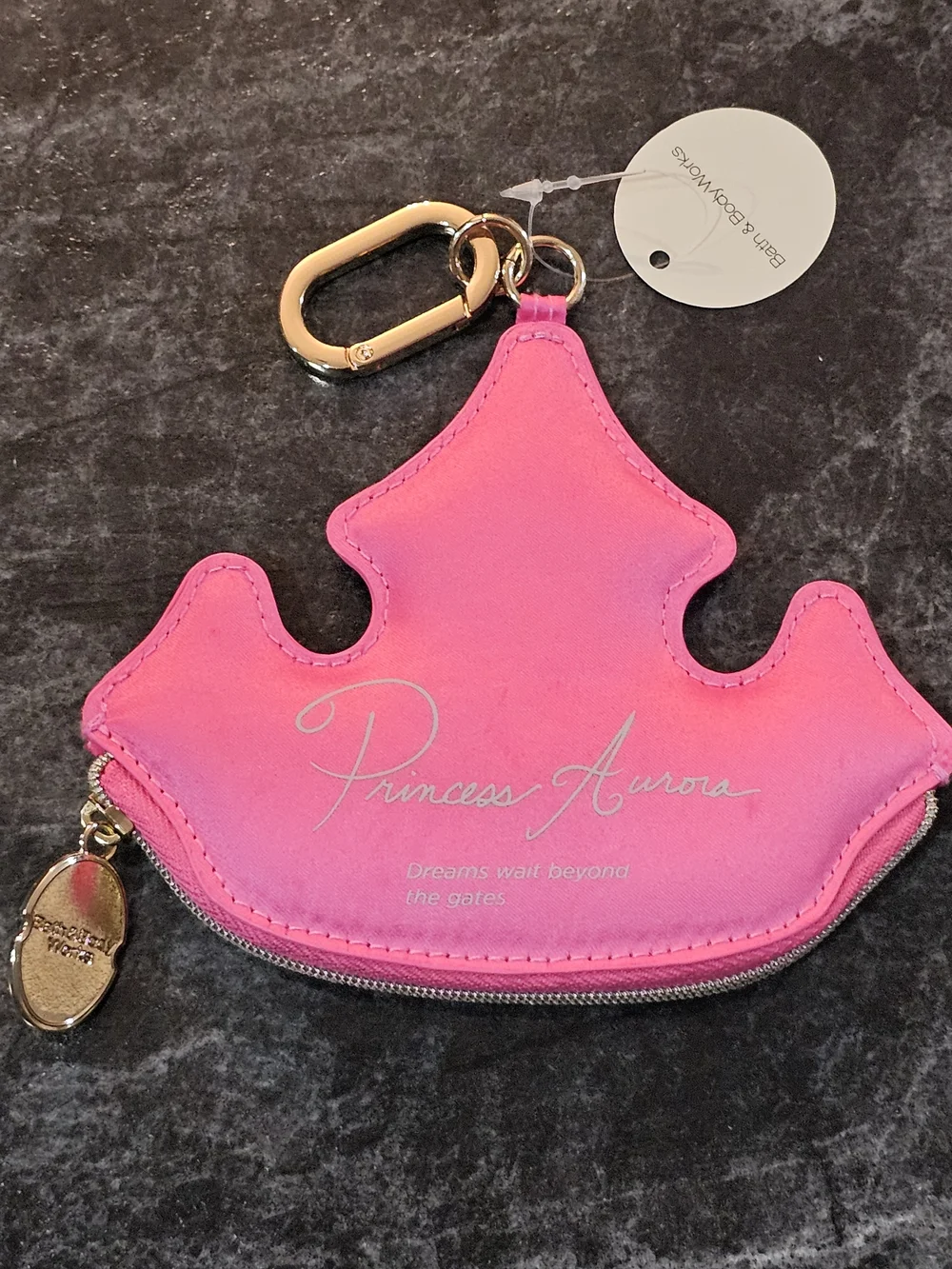 Bath & Body Works Disney Princess Aurora Pink Crown Keychain Pouch NWT